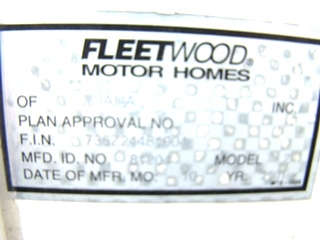 USED RV PARTS 2001 FLEETWOOD BOUNDER 39Z PARTS FOR SALE VISONE RV 